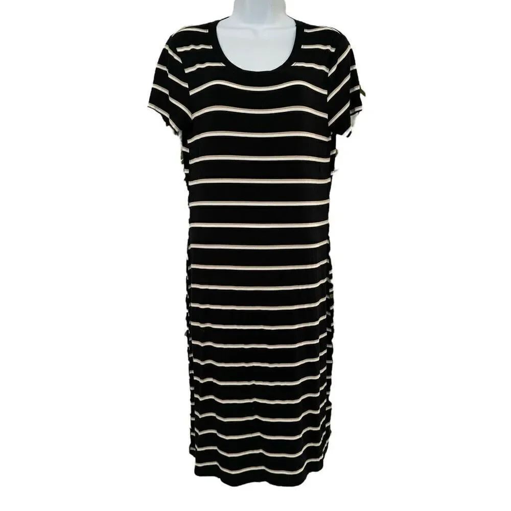Spencer Jeremy Black Striped Dress Size Medium